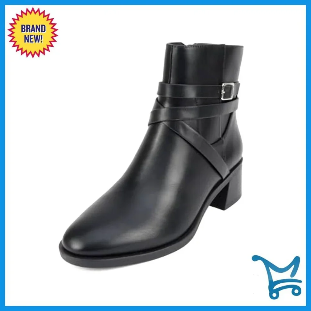 Women's Round Toe Ankle Boots with Side Zipper Block Heel
